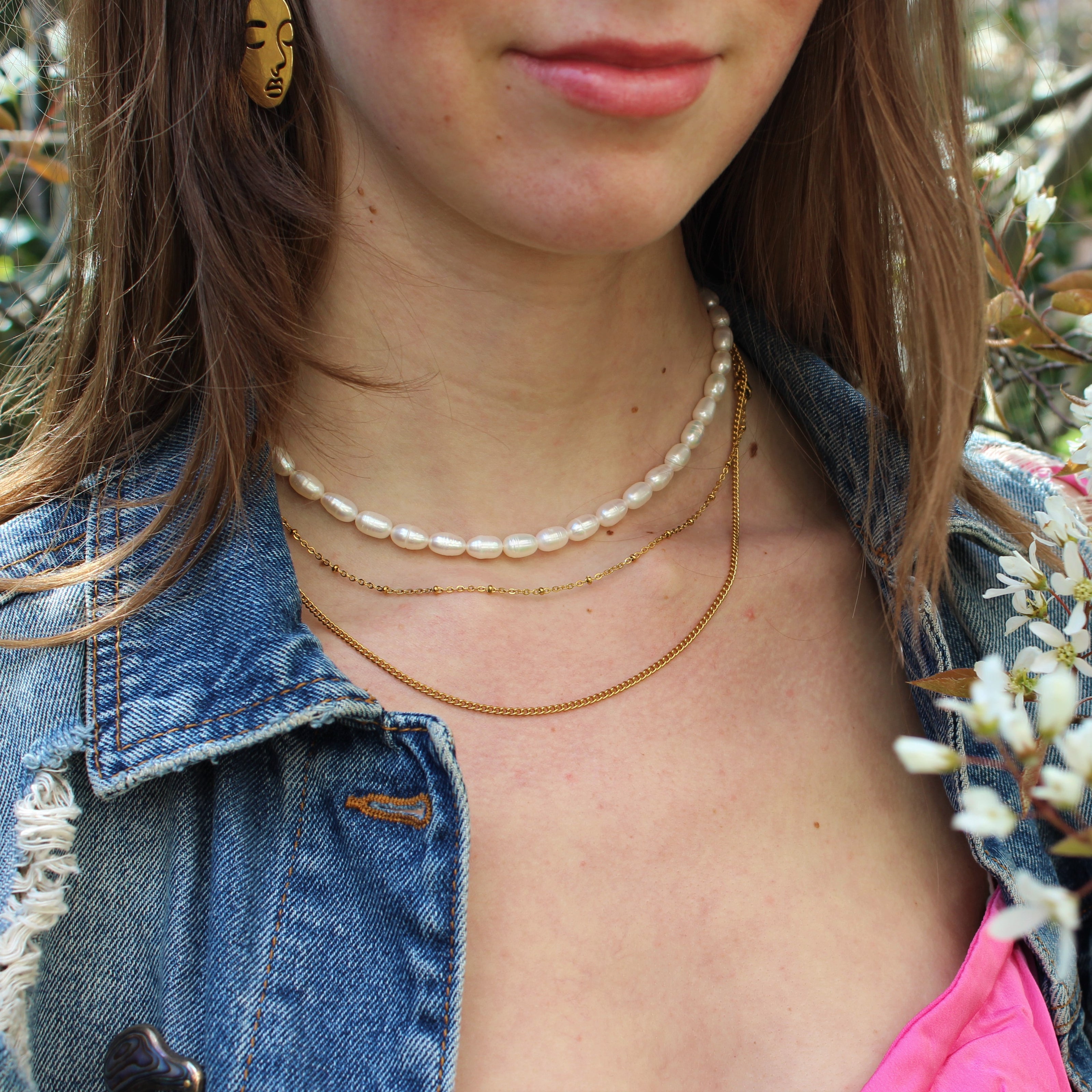 Stainless steel ketting goud - bolletjes