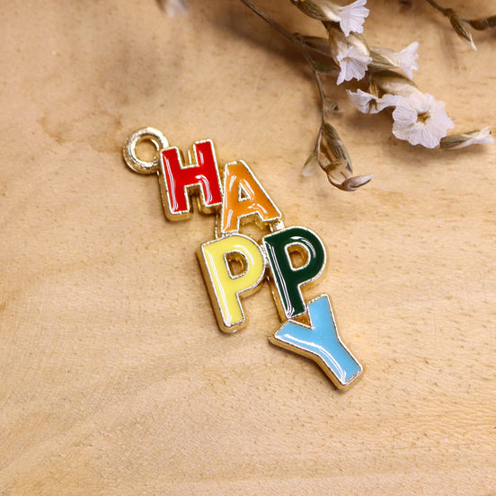 Emaille-Anhänger - Happy Gold