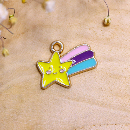 Enamel charm - falling star gold