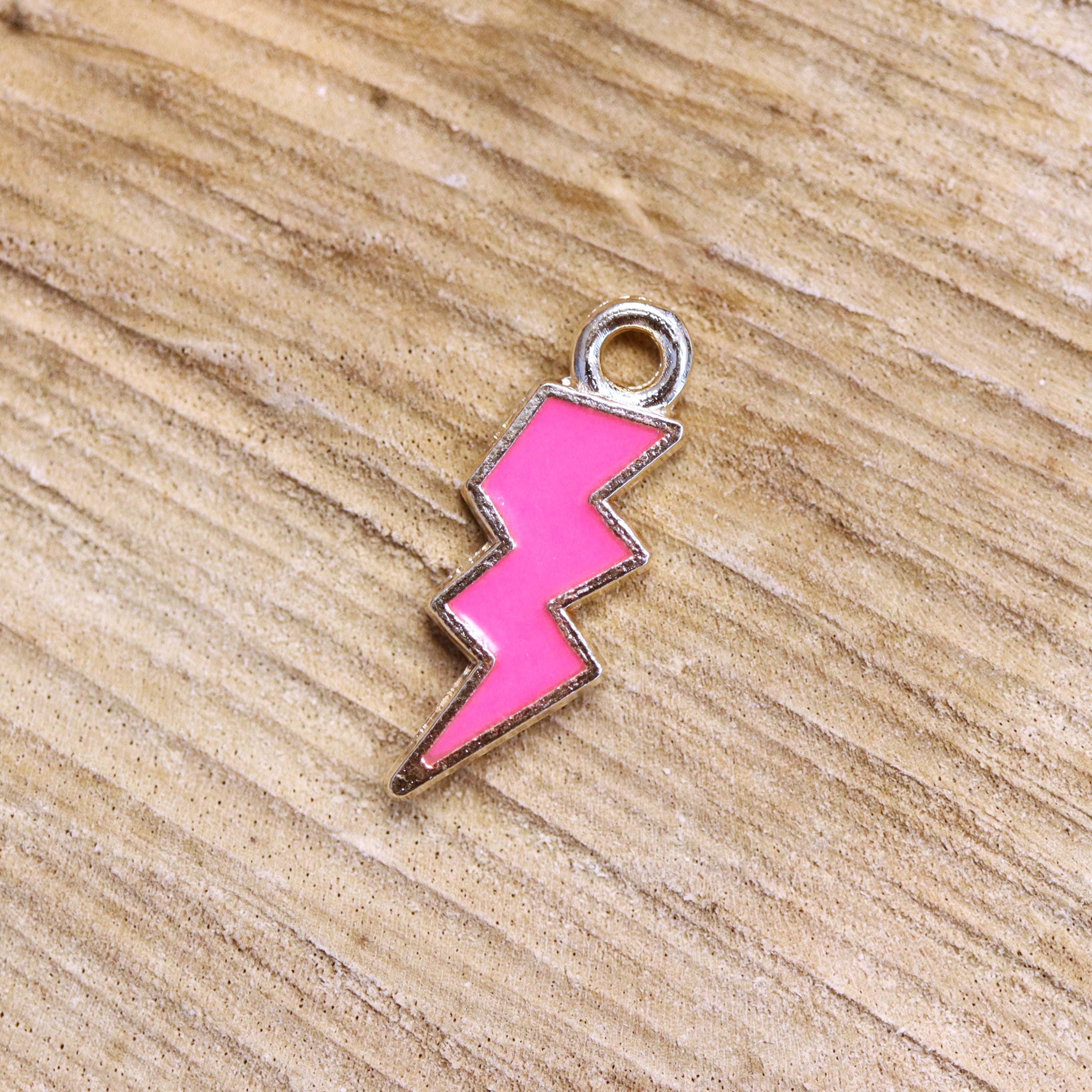 Enamel bedel - bliksem neon roze goud