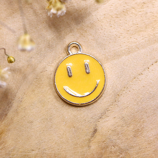 Emaille Charm - Smiley Gelbgold