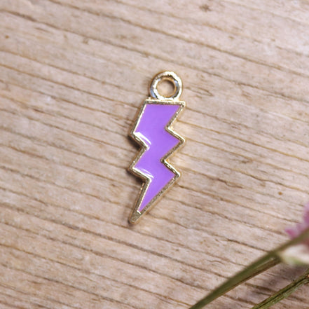 Enamel charm - lightning lilac gold