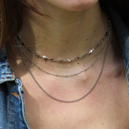 Stainless steel ketting zilver - bolletjes
