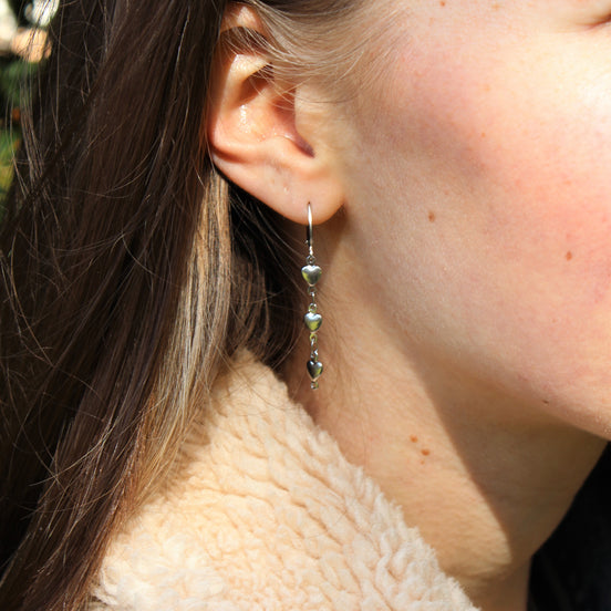 Stainless steel oorbellen met hartjes zilver