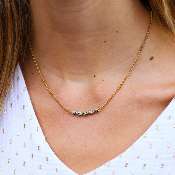 Stainless steel ketting goud - jaspis