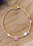 Miyuki armband goud met roze bloem