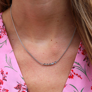 Stainless steel ketting zilver - labradoriet