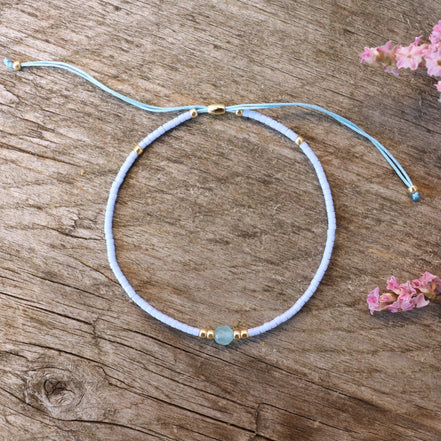 Delica bracelet with aquamarine