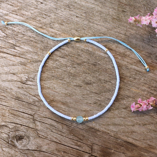 Delica armband met aquamarijn