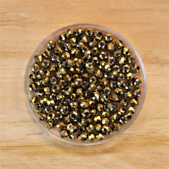 Rondel facetkralen 2x3 mm Metallic gold
