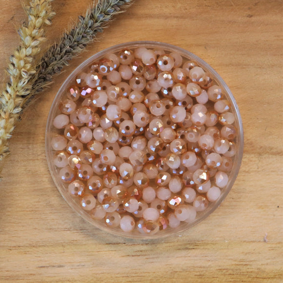 Rondel facetkralen 2x3 mm Opal peach diamond coating