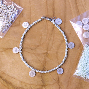 DIY pakket - armband mint/zilver met muntjes