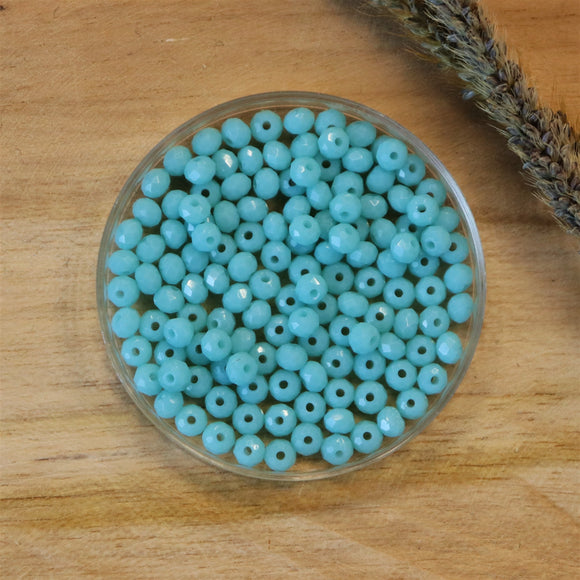 Rondel facetkralen 2x3 mm Opal turquoise
