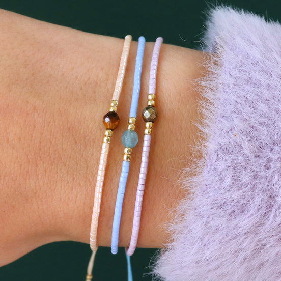 Delica armband met aquamarijn