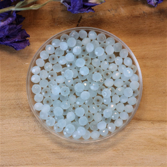 Rondel facetkralen 2x3 mm Opal light aqua
