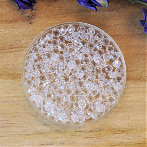 Rondel facetkralen 2x3 mm Crystal