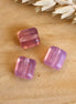 Bead pink - glass bead flat rectangle
