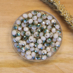 Rondel Facetkralen 3x4 mm Cream diamond coating