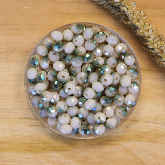 Rondel Facetkralen 3x4 mm Cream diamond coating