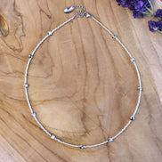 Zilveren kralenketting - jaspis
