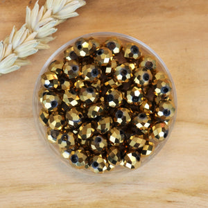 Rondel facetkralen 4x6 mm Metallic gold