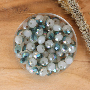 Rondel facetkralen 4x6 mm Milky white diamond coating