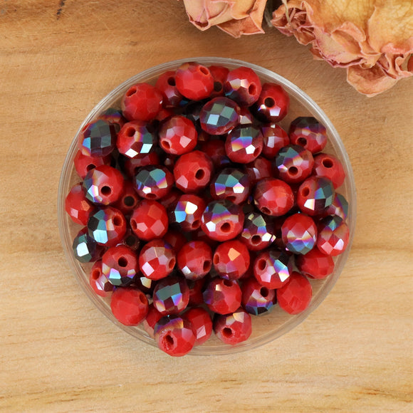 Rondel facetkralen 4x6 mm Red diamond coating