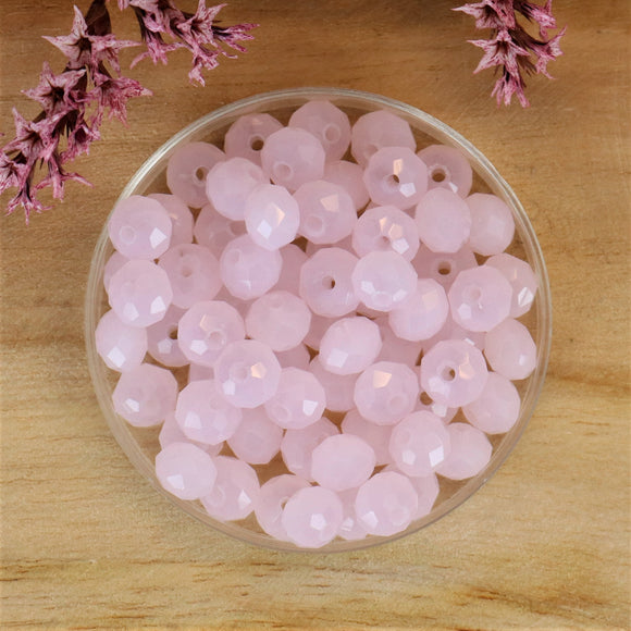 Rondel facetkralen 4x6 mm Opal light rose