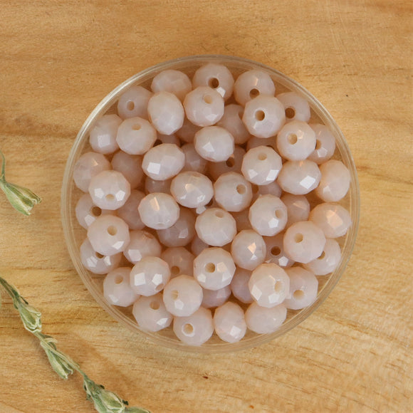 Rondel facetkralen 4x6 mm Opal misty rose