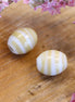 Bead beige - ceramic oval with stripes