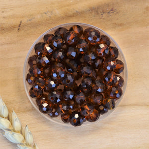 Rondel facetkralen 4x6 mm Amber