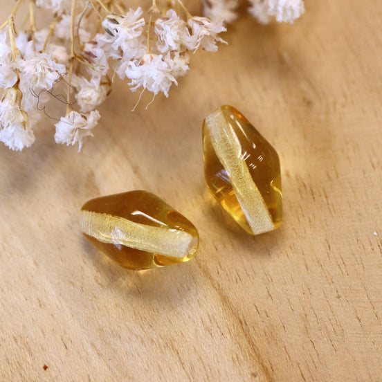 Perle beige - Glasperle abgerundeter Diamant