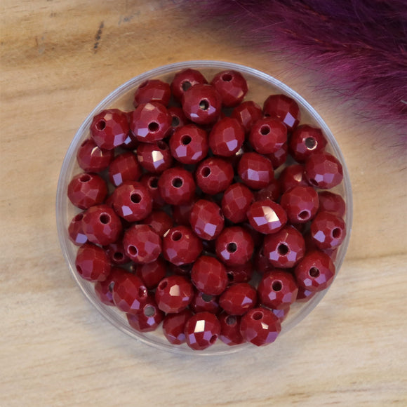 Rondel facetkralen 4x6 mm Dark red coral