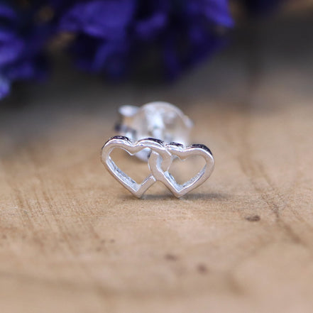 925 sterling zilveren oorsteker met twee harten