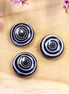 Bead black - glass bead flat round with circles