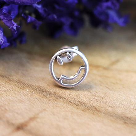 925 sterling zilveren oorsteker met smiley