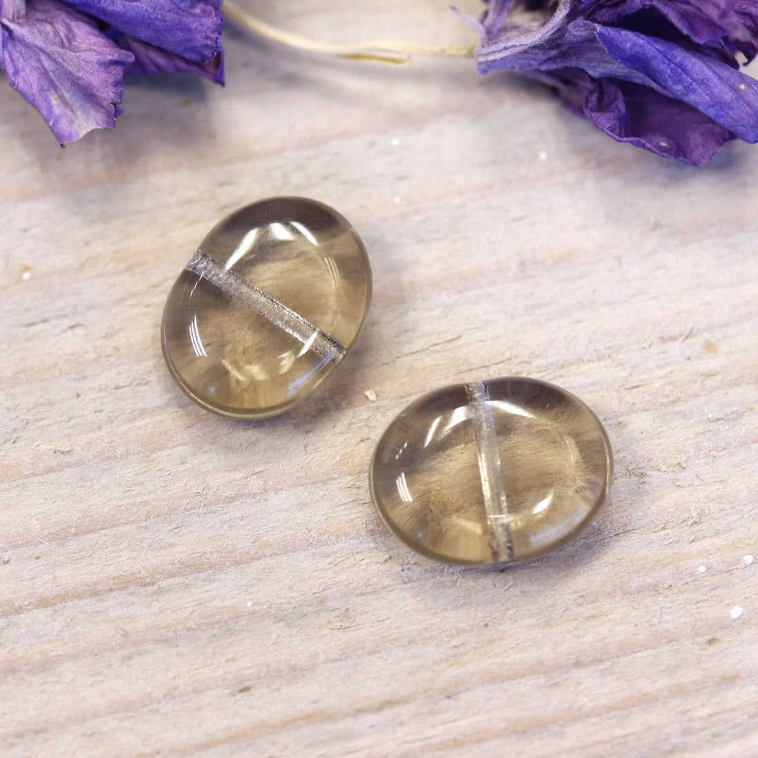 Perle grau - Glasperle klein oval