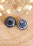 Bead black - glass bead flat round with circles small