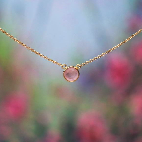 Gold plated ketting - rozenkwarts