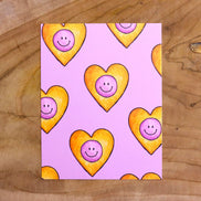Card BAYU - purple with orange smiley hearts