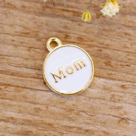 Enamel charm - mom gold