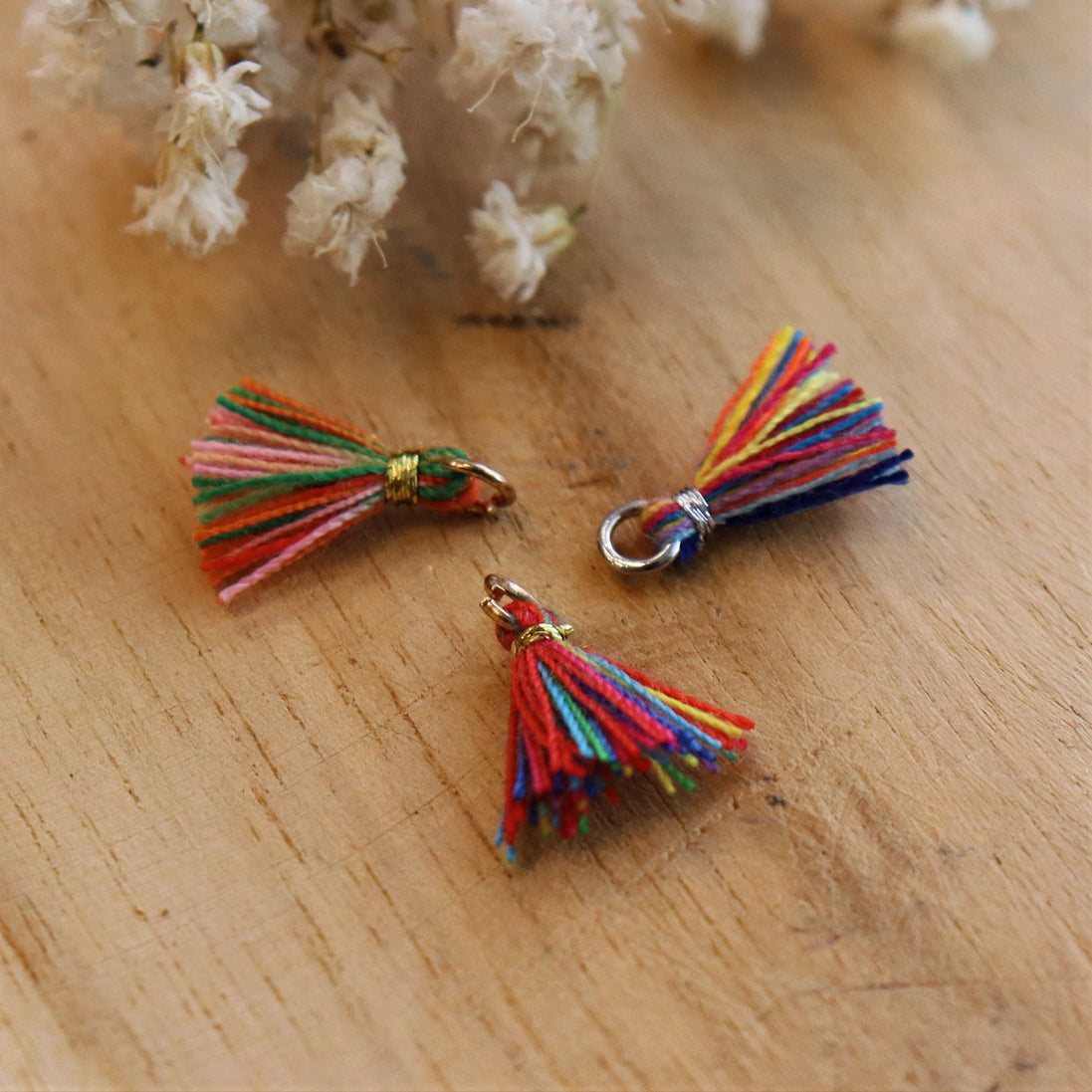Satin tassel 10mm Rainbow
