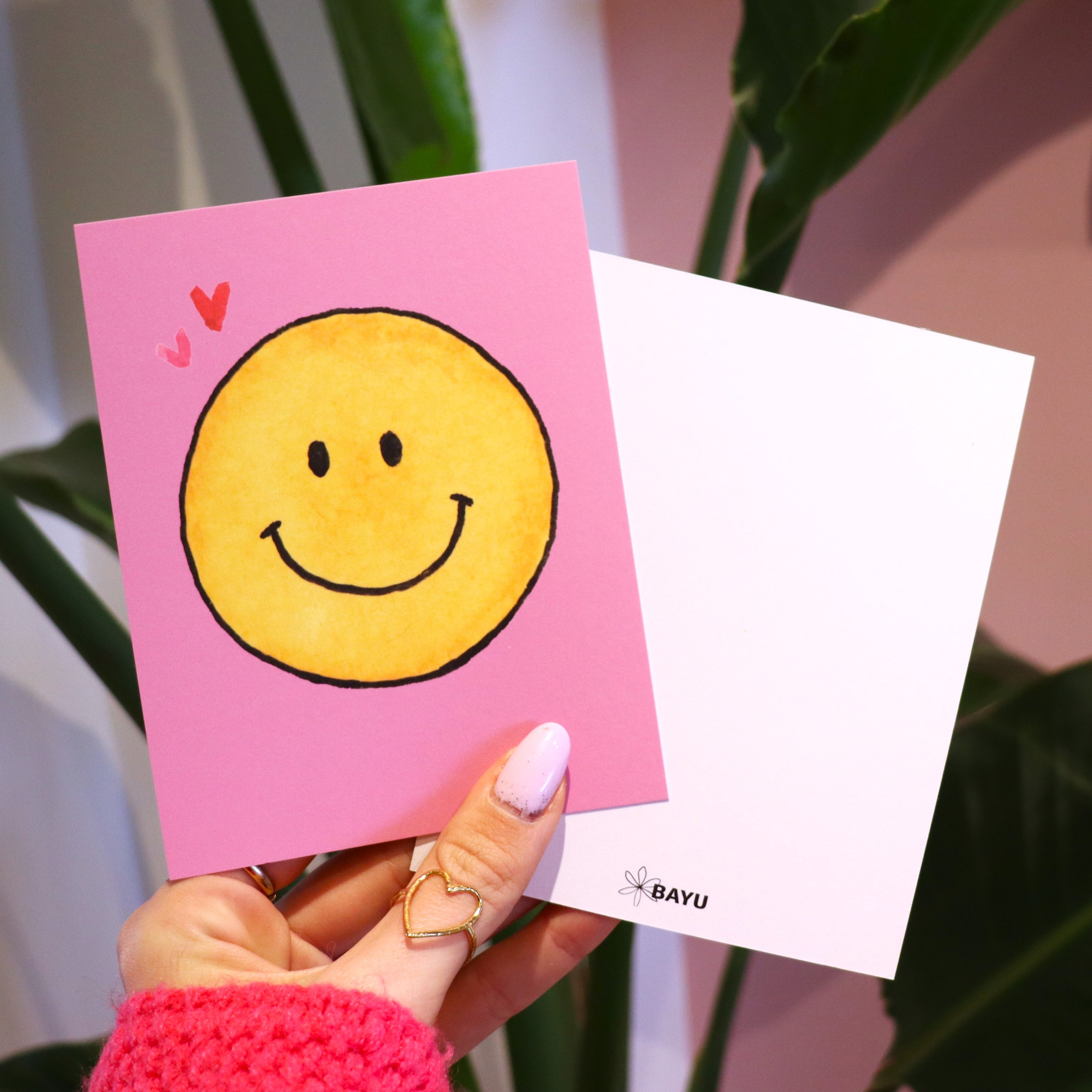 Karte BAYU - rosa mit Smiley