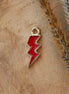 Enamel charm - red lightning gold