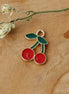 Enamel charm - cherry gold