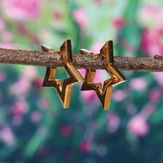 Stainless steel sterrenoorbellen goud