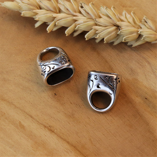 Endkappe DQ silber mit Blumen