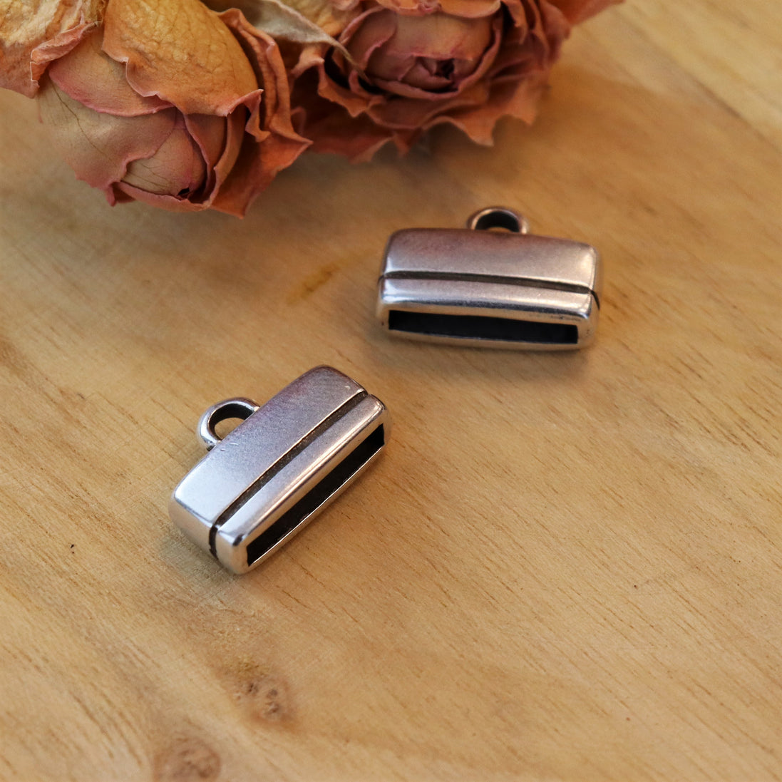 End cap DQ silver for 13mm leather