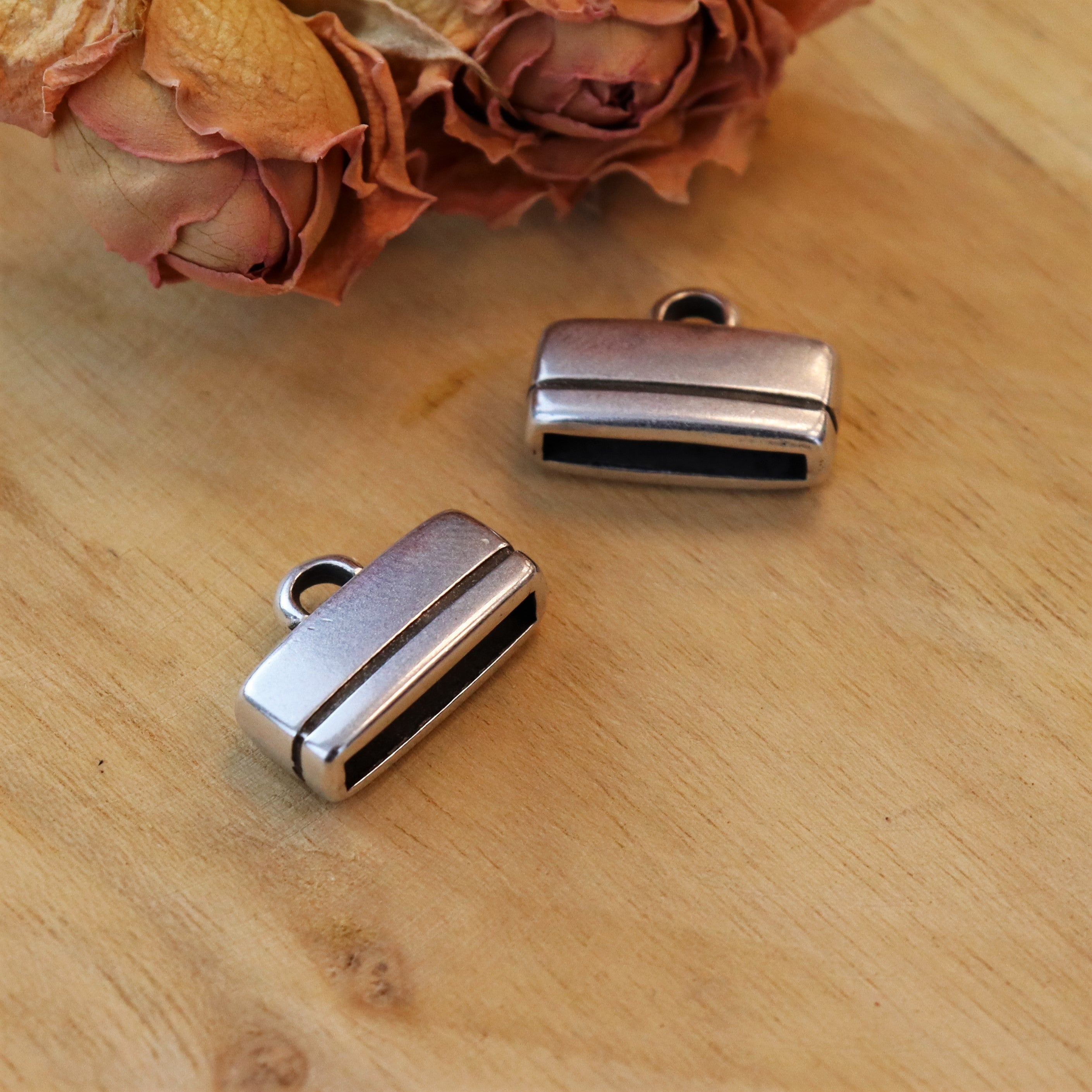 End cap DQ silver for 13mm leather
