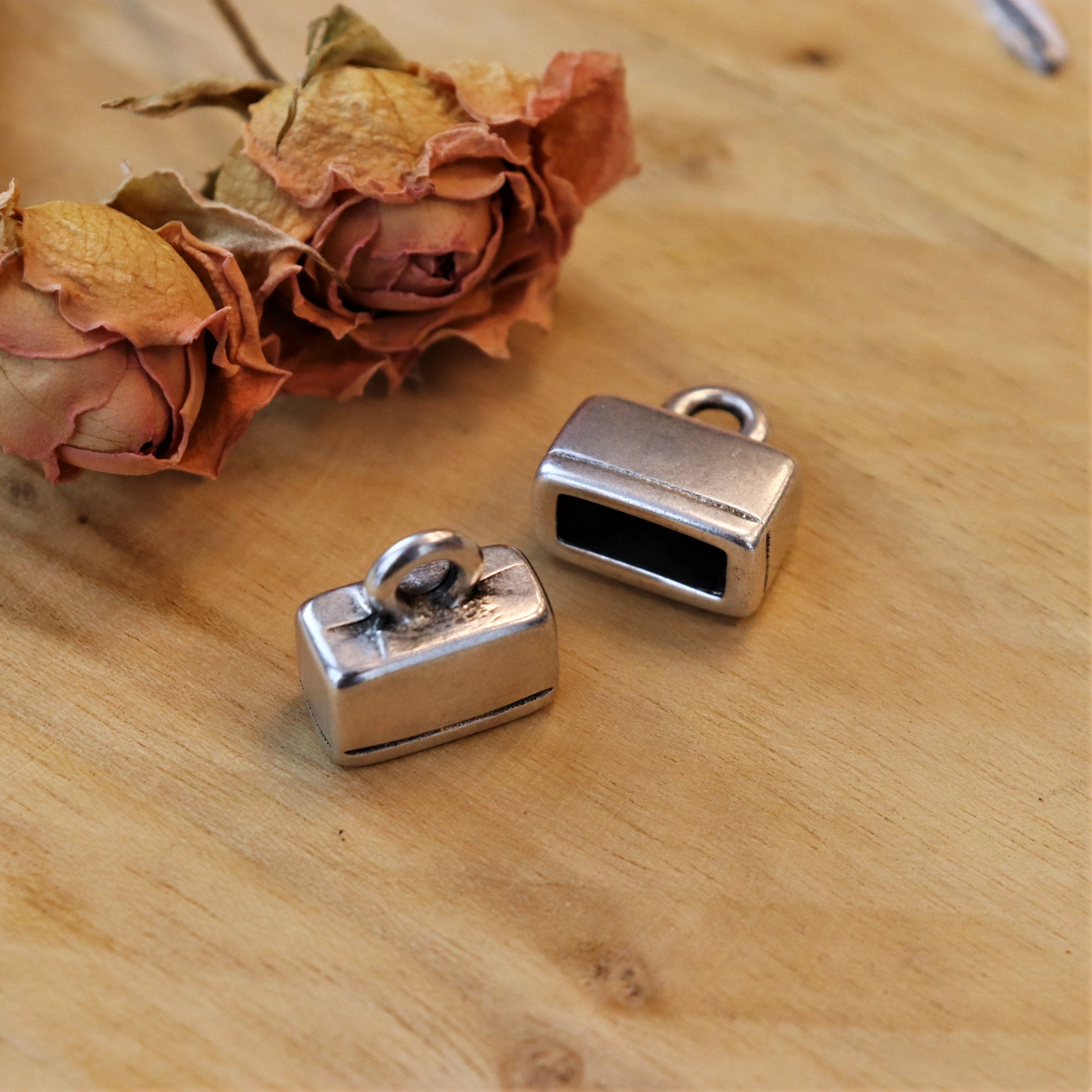 End cap DQ silver for 10mm wide leather
